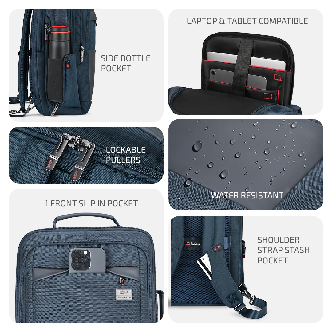 VIP LEGACY Laptop Expander Backpack Navy - Image 5