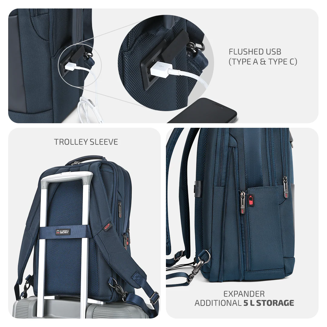 VIP LEGACY Laptop Expander Backpack Navy - Image 6