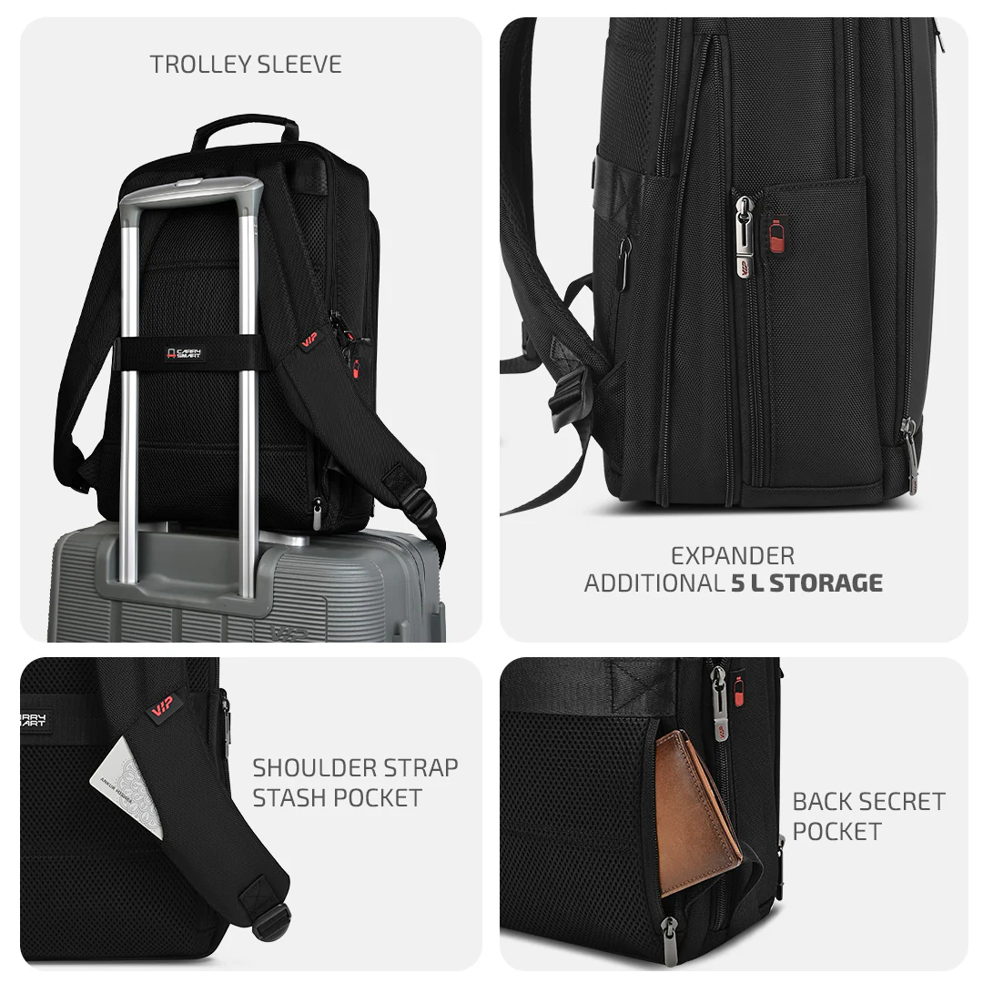 VIP VOGUE Laptop Expander Backpack Black - Image 5